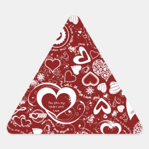Sticker Triangulaire Doodles d'amour du coeur