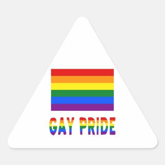 Sticker Triangulaire Drapeau et mots gay pride (Devant)