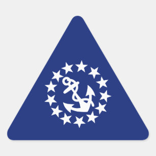 Sticker Triangulaire Drapeau Nautique Américain Ancre Étoiles Bleu
