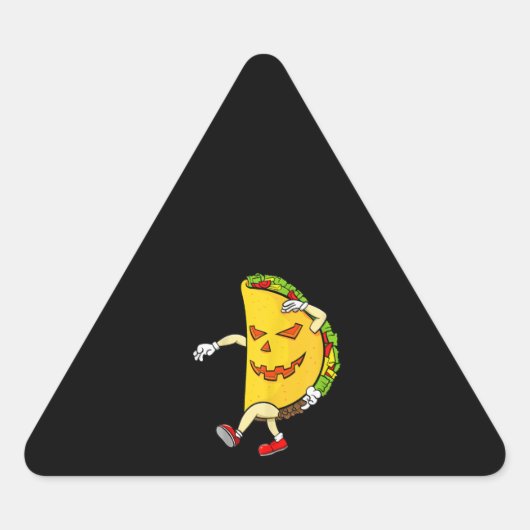Sticker Triangulaire Drôle Citrouille Halloween Taco (Devant)