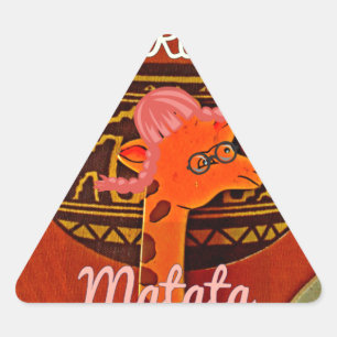 Sticker Triangulaire Drôle Giraffe avec texte cool Hakuna Matata Design