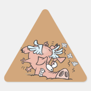 Sticker Triangulaire drôles atterrissage atterrissage vol de cochon des
