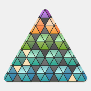 Sticker Triangulaire Édredon d'hexagone (arc-en-ciel chaud)