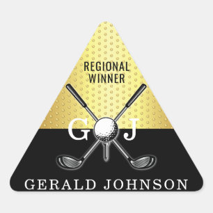 Sticker Triangulaire Élégant minimaliste Golf Monogramme Conception
