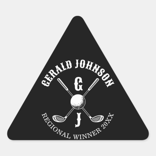 Sticker Triangulaire Élégant Monogr Golf... (Devant)