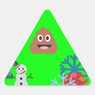 Sticker Triangulaire emoji poop de noël