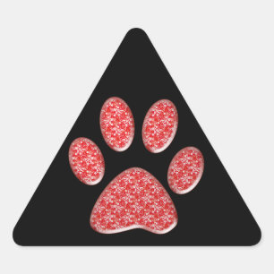 Sticker Triangulaire empreinte de patte de chat rouge