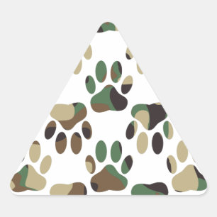 Sticker Triangulaire Empreinte de patte de chien Motif Camo