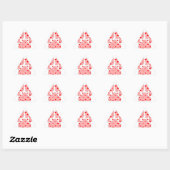 Sticker Triangulaire Empreinte de patte rose aux coeurs (Feuille)