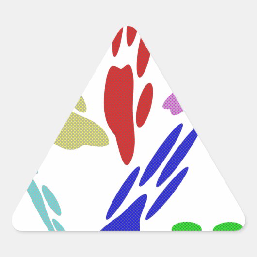 Sticker Triangulaire Empreintes de pattes de chiens avec Pois (Devant)