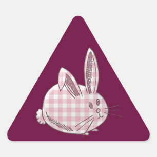 Sticker Triangulaire en vichy lapin rose