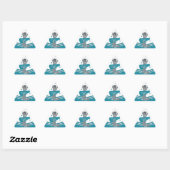 Sticker Triangulaire Étoiles Argentées Blanches de Sarcelle Fête de Che (Feuille)