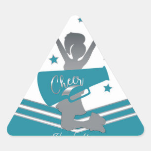 Sticker Triangulaire Étoiles Argentées Blanches de Sarcelle Fête de Che