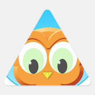 Sticker Triangulaire Face D'Une Petite Chouette