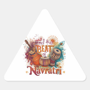 Sticker Triangulaire Festive Beats - Colorful Navratri Celebration Desi