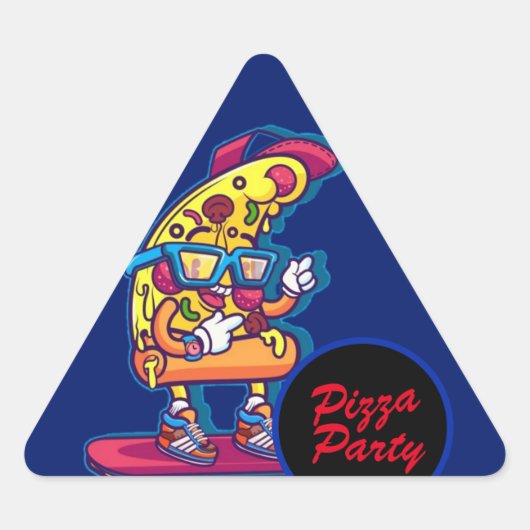 Sticker Triangulaire Fête de pizza Whimsical (Devant)