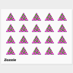 Sticker Triangulaire Flamant rose rose Fleurs Motif