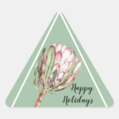 Sticker Triangulaire Flore de thé rose tropicale sur la menthe (Devant)