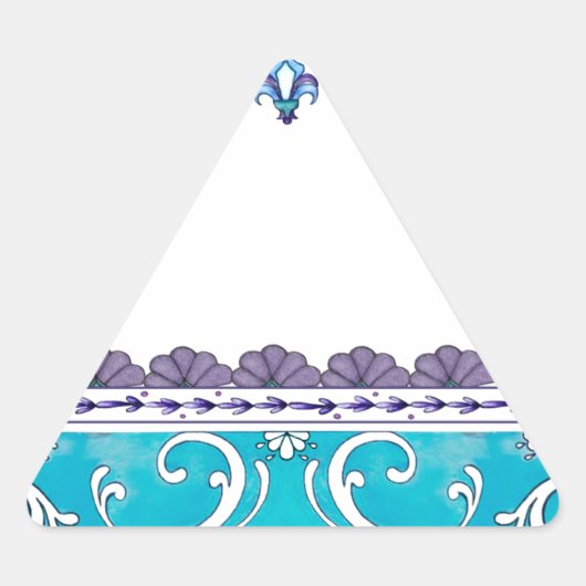 Sticker Triangulaire Fluer De Lis Blue Swirl Design (Devant)