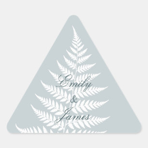 Sticker Triangulaire Fougère Blanche Bleu Glacé Délicate Célébration Bo