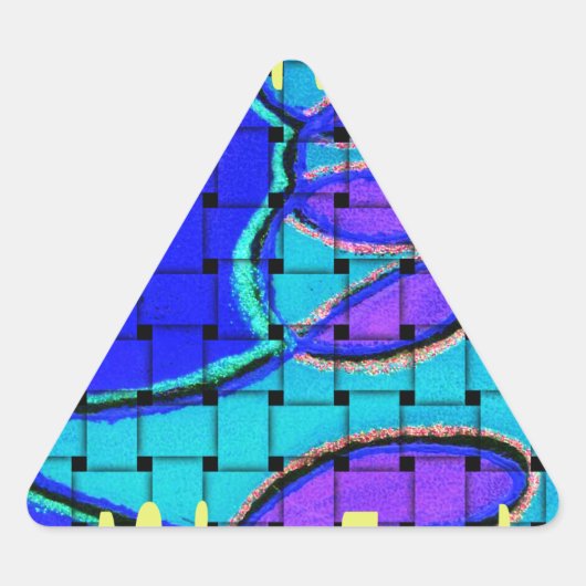 Sticker Triangulaire Français Bleu Africain Tissé Abstrait violet forme (Devant)