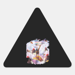 Sticker Triangulaire Giraffe d'équitation de chat spatial - Crème glacé