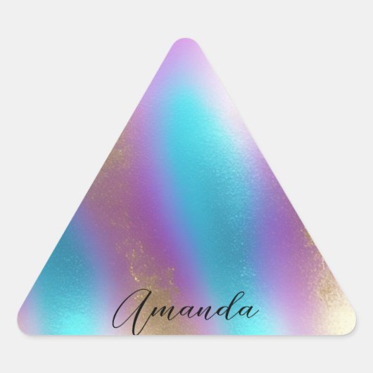 Sticker Triangulaire Glam arc-en-ciel Iridescendant (Devant)
