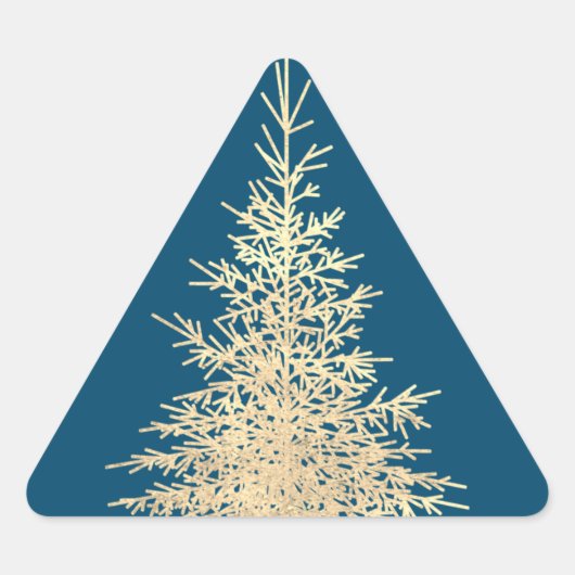 Sticker Triangulaire Gold et bleu à feuillage persistant arbre élégant (Devant)