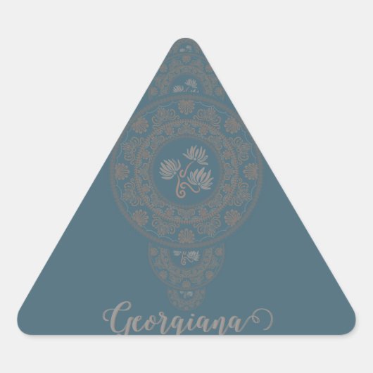 Sticker Triangulaire Gold Rococo Lotus Ornamental Mandala (Devant)