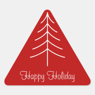 Sticker Triangulaire Gras Rouge & Blanc Minimal Pine Tree Holiday