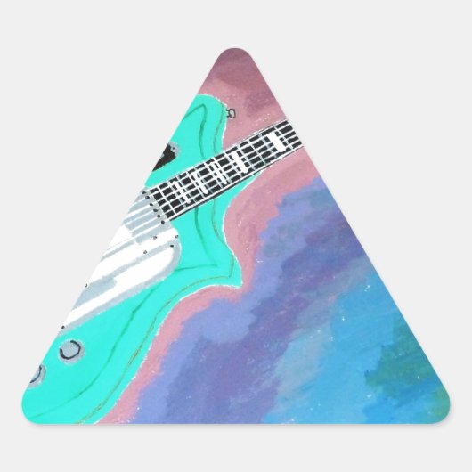 Sticker Triangulaire Guitare verte (Devant)