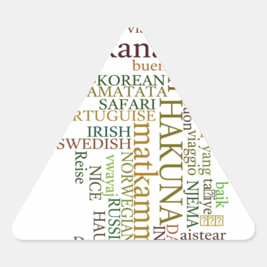 Sticker Triangulaire Hakuna Matata Global Word Cloud Art (Devant)