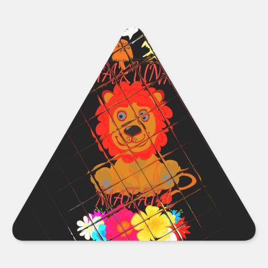 Sticker Triangulaire Hakuna Matata mignon bébé lion roi conception (Devant)