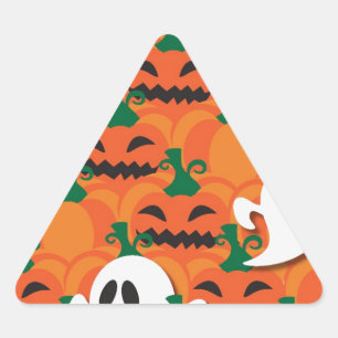 Sticker Triangulaire Haunted Halloween Citrouille Patch Ghosts