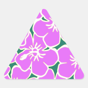 Sticker Triangulaire Hibiscus hawaïens Luau Fleurs tropicales