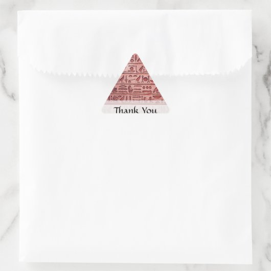Sticker Triangulaire Hiéroglyphes égyptiens anciens Merci rouge (Sac)