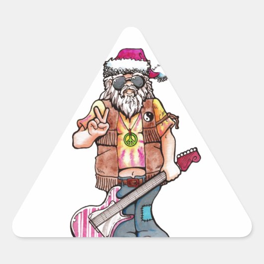 Sticker Triangulaire Hippie Père Noël (Devant)
