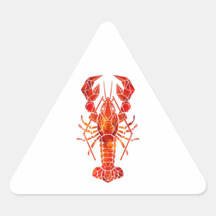 Sticker Triangulaire Homard polygonal rouge