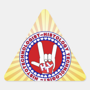 STICKER TRIANGULAIRE HTL HISTOTECHNOLOGUE SPÉCIALISTE LOGO ROUND LAB