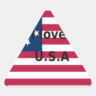 Sticker Triangulaire I Love U.S.A. Swirl : Patriotic Heart Art Imprimer