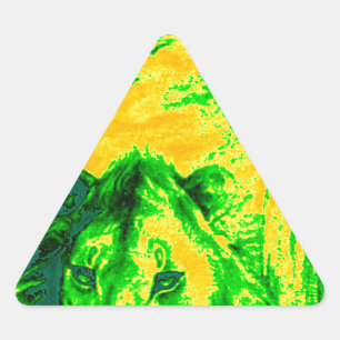 Sticker Triangulaire Impression Fluorante Lion Art Vision Night