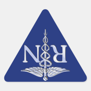 Sticker Triangulaire Infirmière inscrite RN Silver Caduceus Navy Blue d