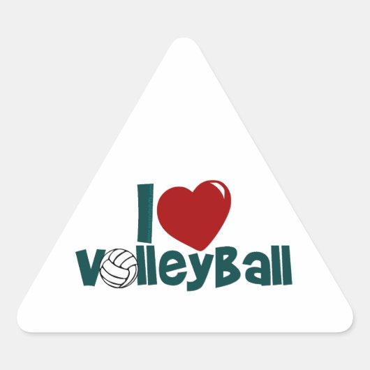 Sticker Triangulaire J'adore le volley-ball (Devant)