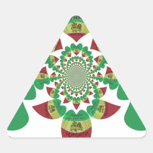 Sticker Triangulaire J'aime Éthiopie Lovely Hearts Flag Couleurs nation