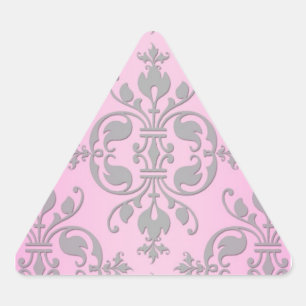 Sticker Triangulaire Joli damas rose et gris féminin