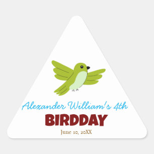 Sticker Triangulaire Joli oiseau vert d'été anniversaire