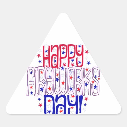 Sticker Triangulaire Joyeuse journée des feux d'artifice ! Avec des éto (Devant)