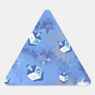 Sticker Triangulaire Joyeux Hanouka Étoile Filante et Toupies de Hanouk