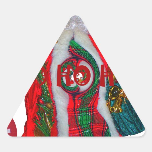 Sticker Triangulaire Joyeux Noël coloré Père Noël Imprimer (Devant)