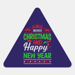 Sticker Triangulaire Joyeux Noël Et Joyeux Nouvel An-61064